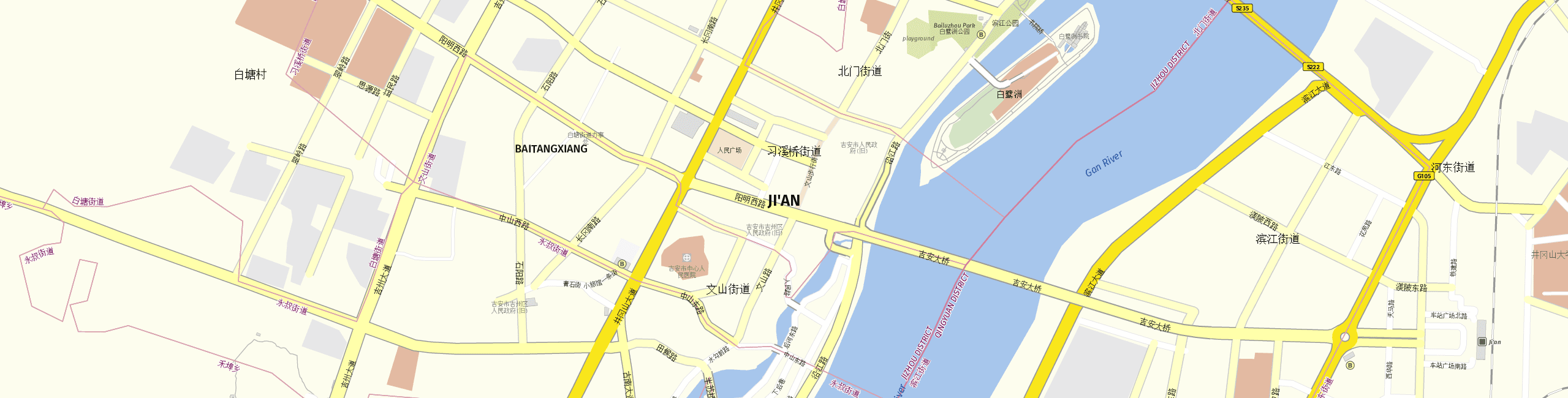 Stadtplan Ji'an zum Downloaden.