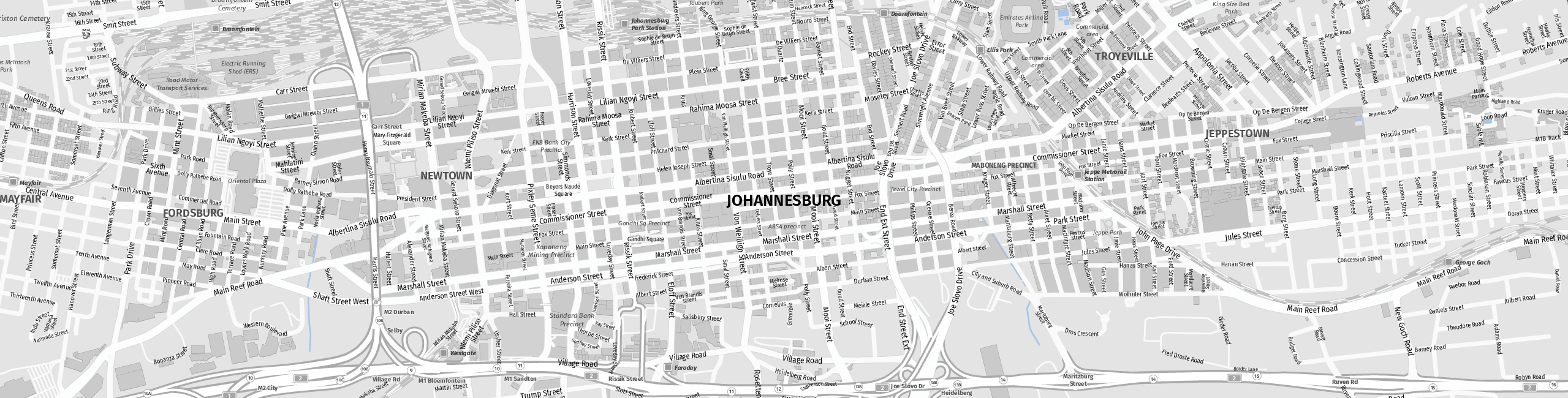 Stadtplan Johannesburg zum Downloaden.