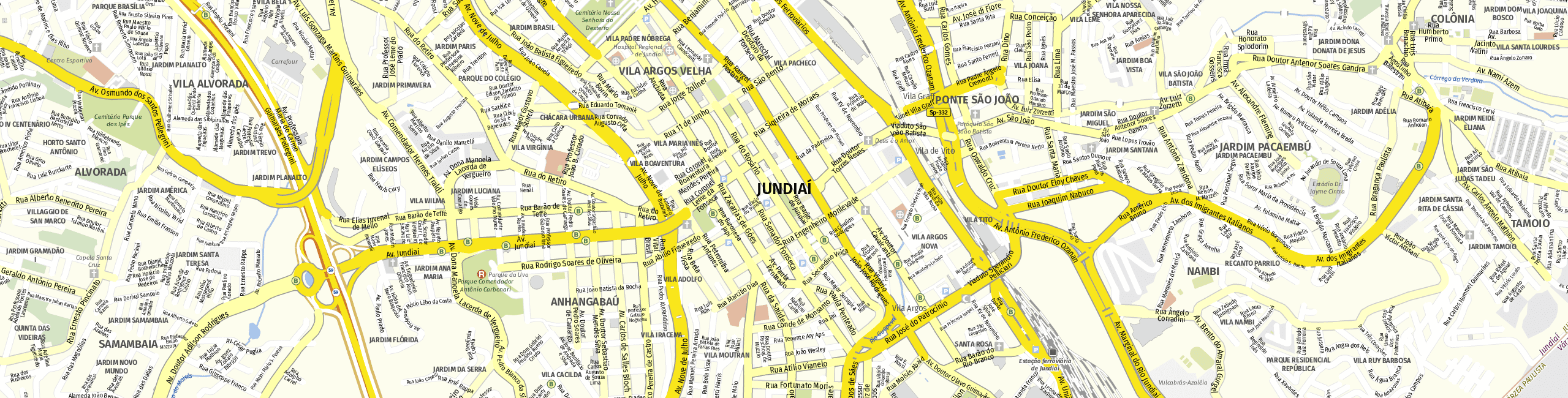 Stadtplan Jundiaí zum Downloaden.