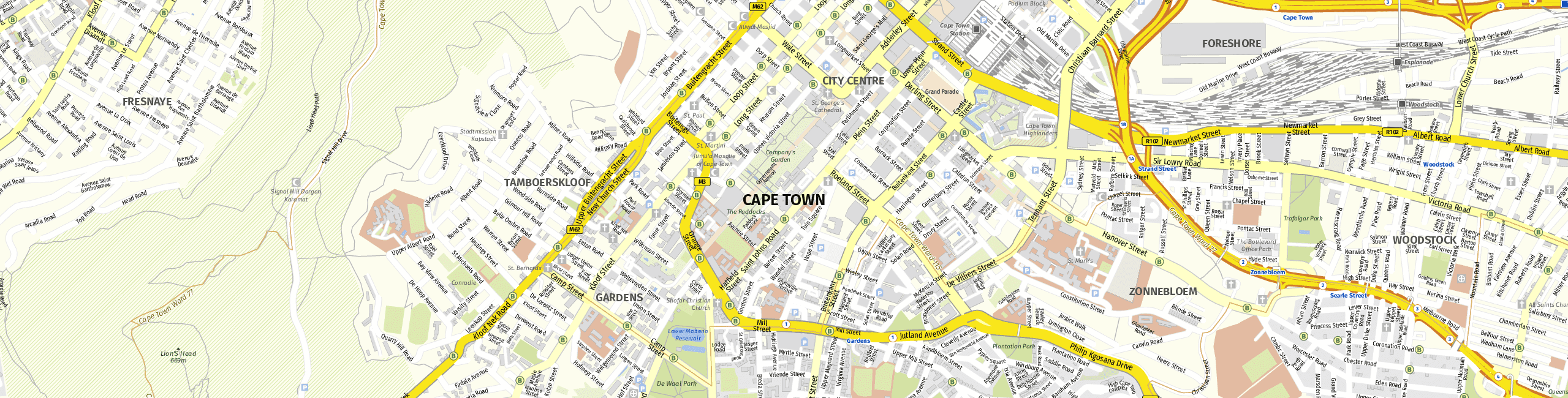 Stadtplan Kaapstad zum Downloaden.