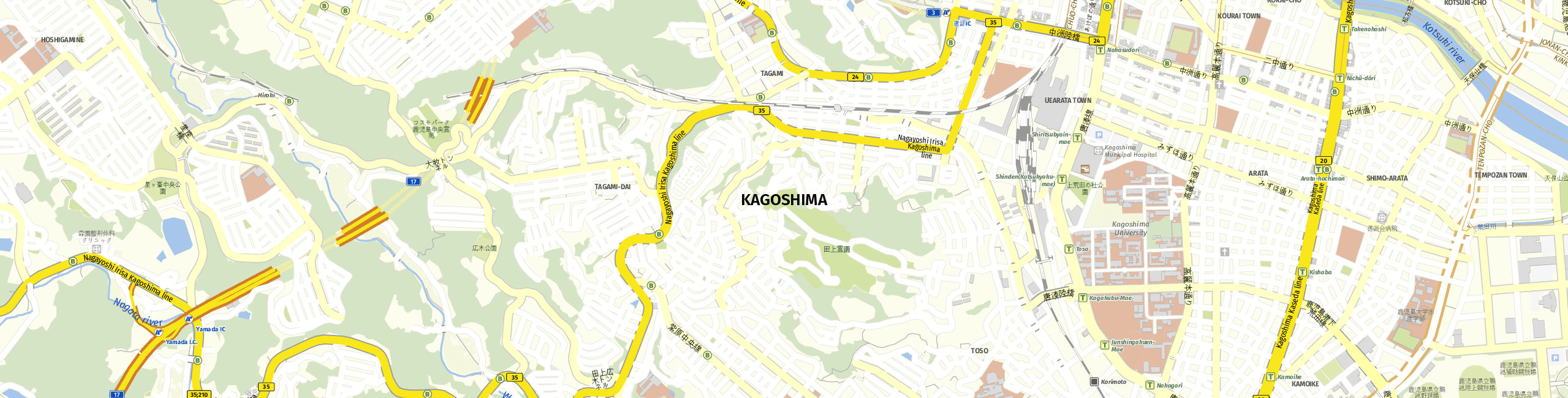 Stadtplan Kagoshima zum Downloaden.