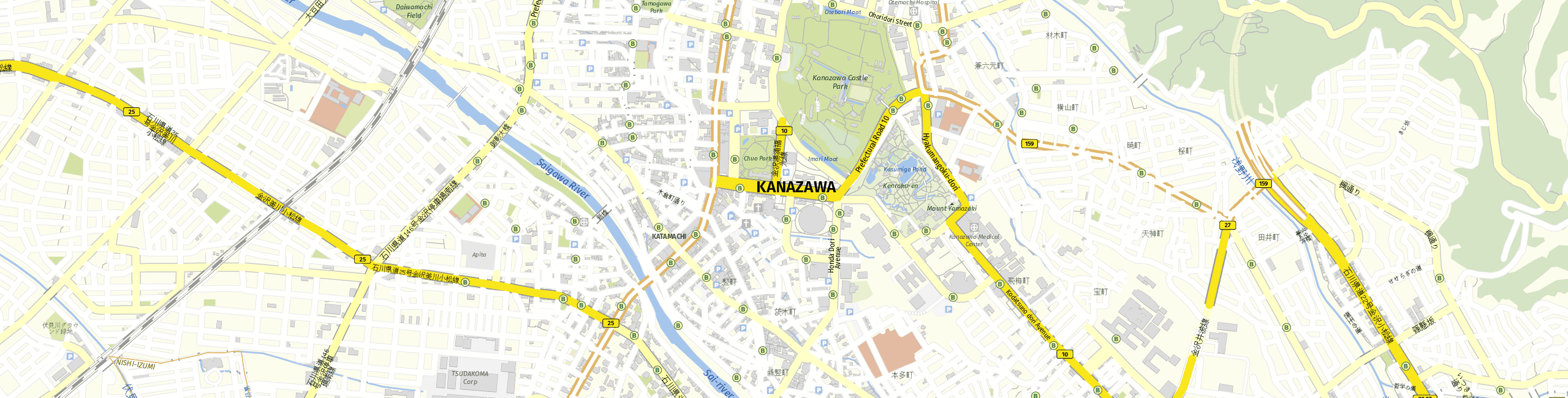 Stadtplan Kanazawa zum Downloaden.