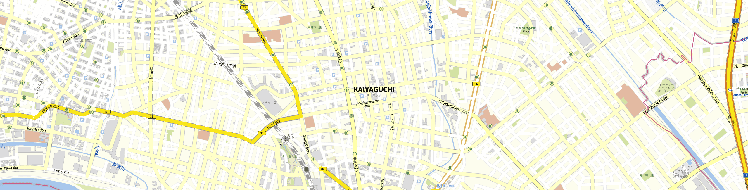 Stadtplan Kawaguchi zum Downloaden.