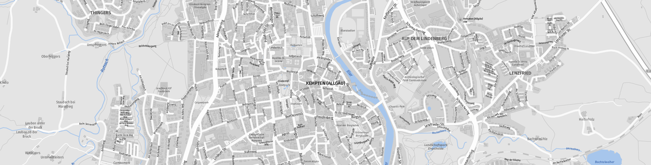 Stadtplan Kempten (Allgäu) zum Downloaden.