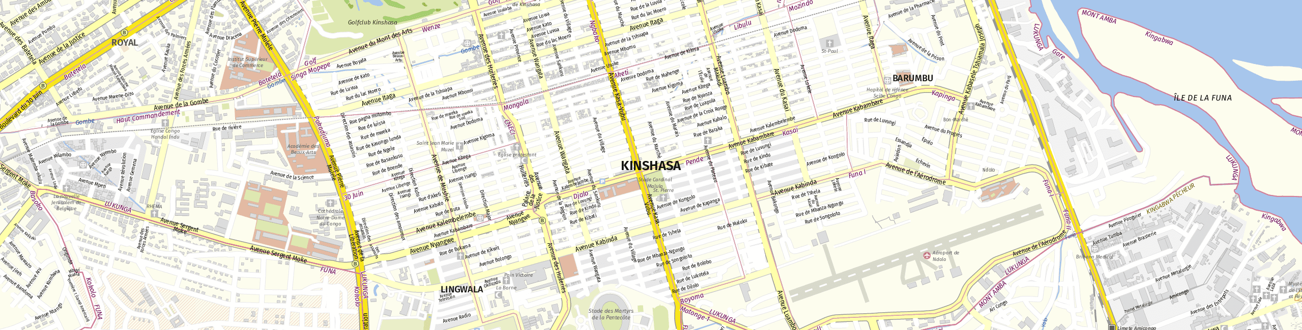 Stadtplan Kinshasa zum Downloaden.