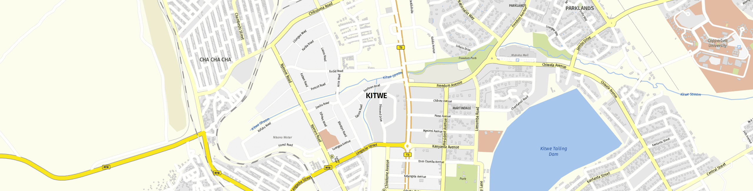 Stadtplan Kitwe zum Downloaden.
