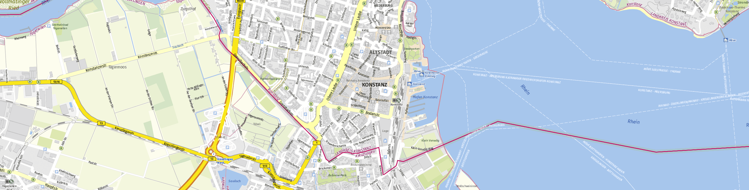 Stadtplan Constance zum Downloaden.