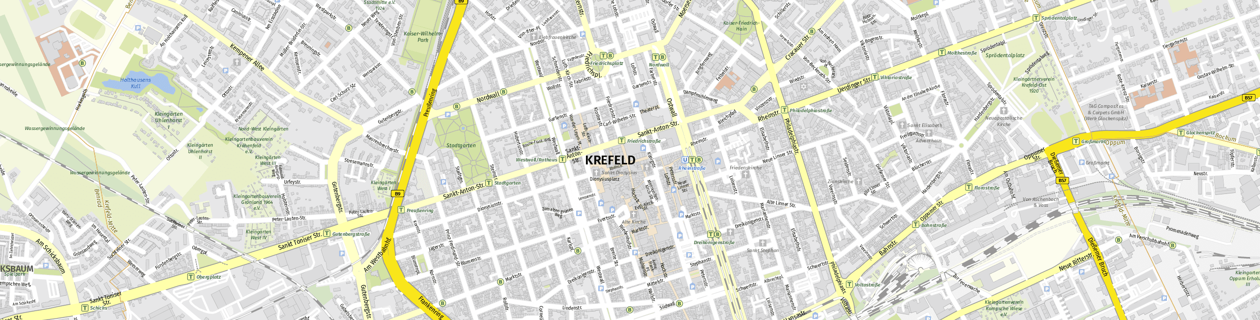Stadtplan Krefeld zum Downloaden.