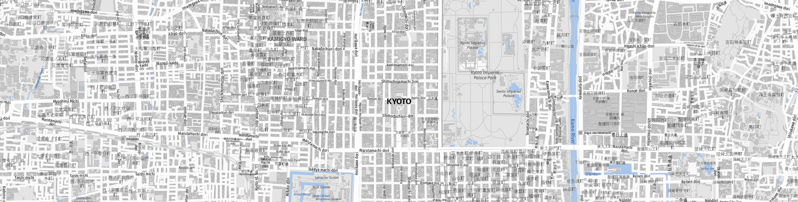 Stadtplan Kyōto zum Downloaden.