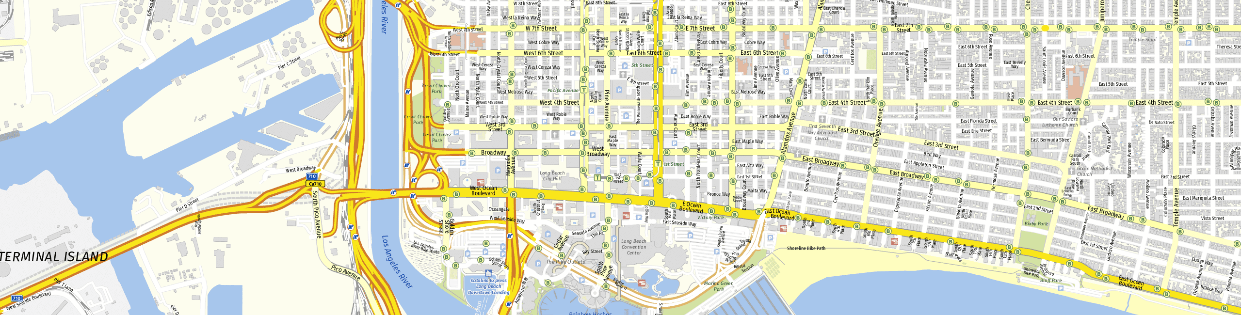 Stadtplan Long Beach zum Downloaden.