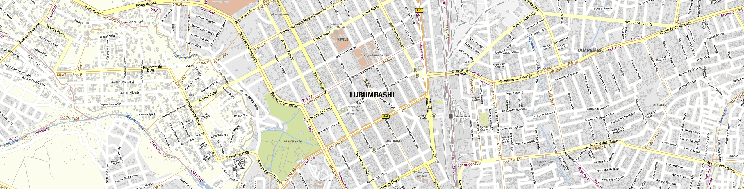 Stadtplan Lubumbashi zum Downloaden.