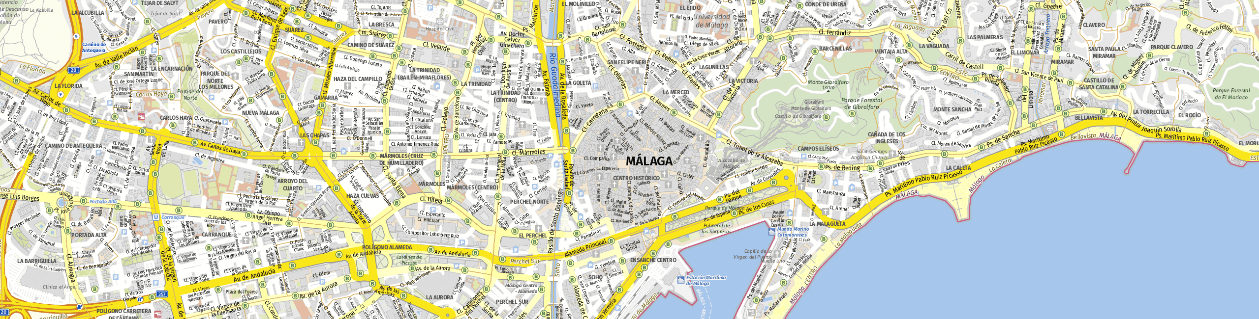 Stadtplan Málaga zum Downloaden.