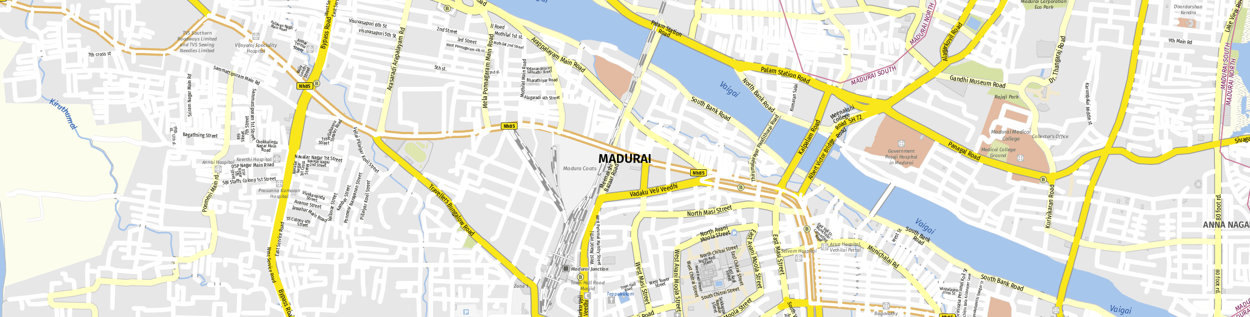 Stadtplan Madurai zum Downloaden.