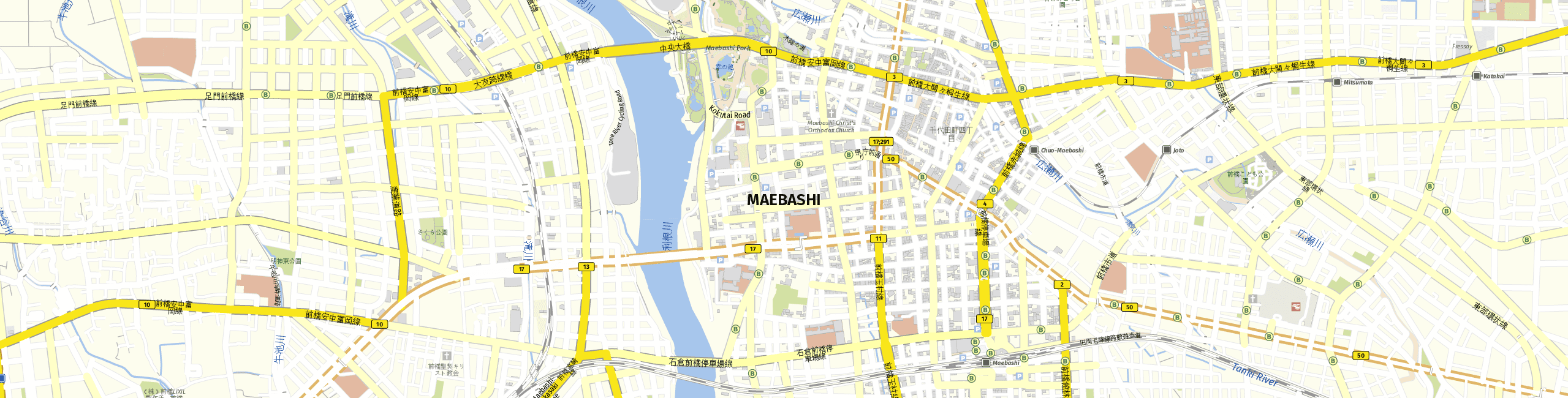 Stadtplan Maebashi zum Downloaden.