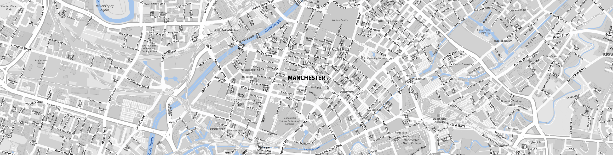 Stadtplan Manchester zum Downloaden.