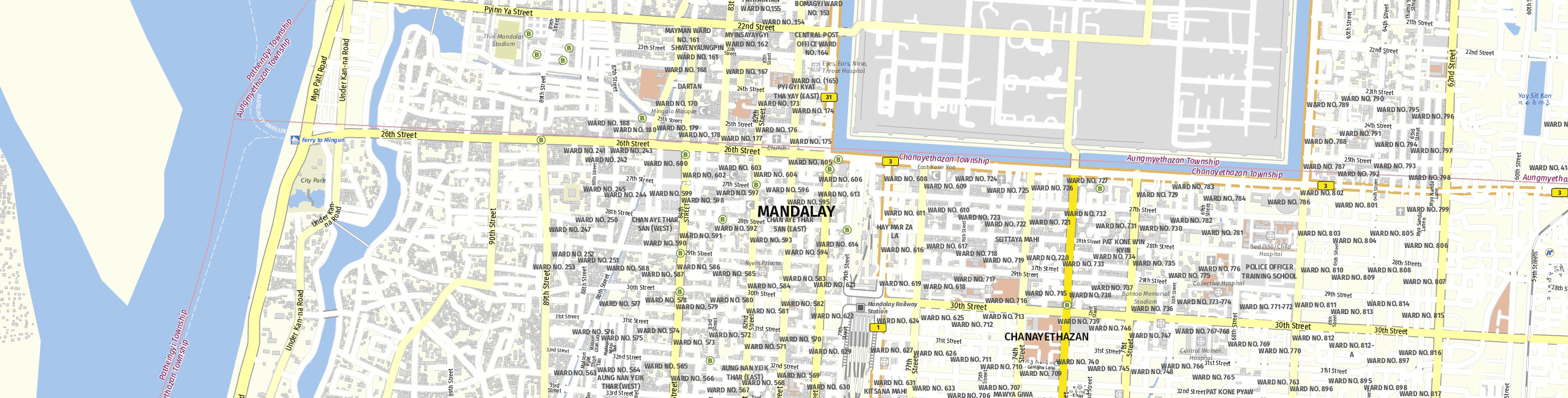 Stadtplan Mandalay zum Downloaden.