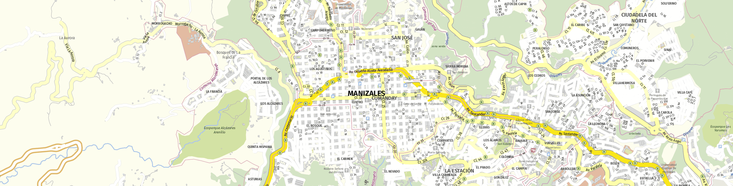 Stadtplan Manizales zum Downloaden.