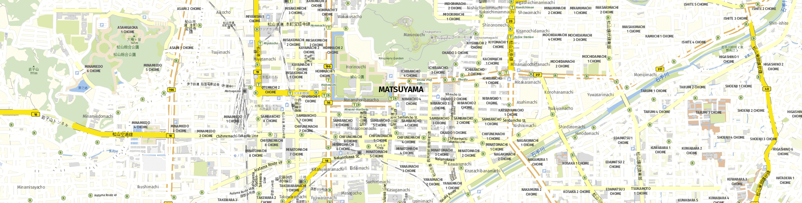 Stadtplan Matsuyama zum Downloaden.