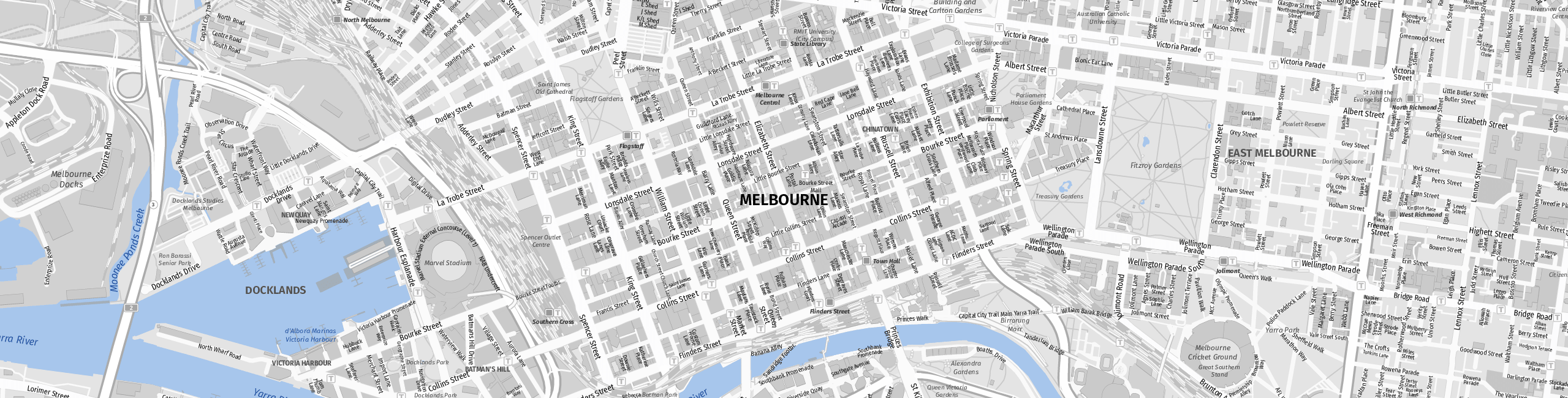 Stadtplan Melbourne zum Downloaden.