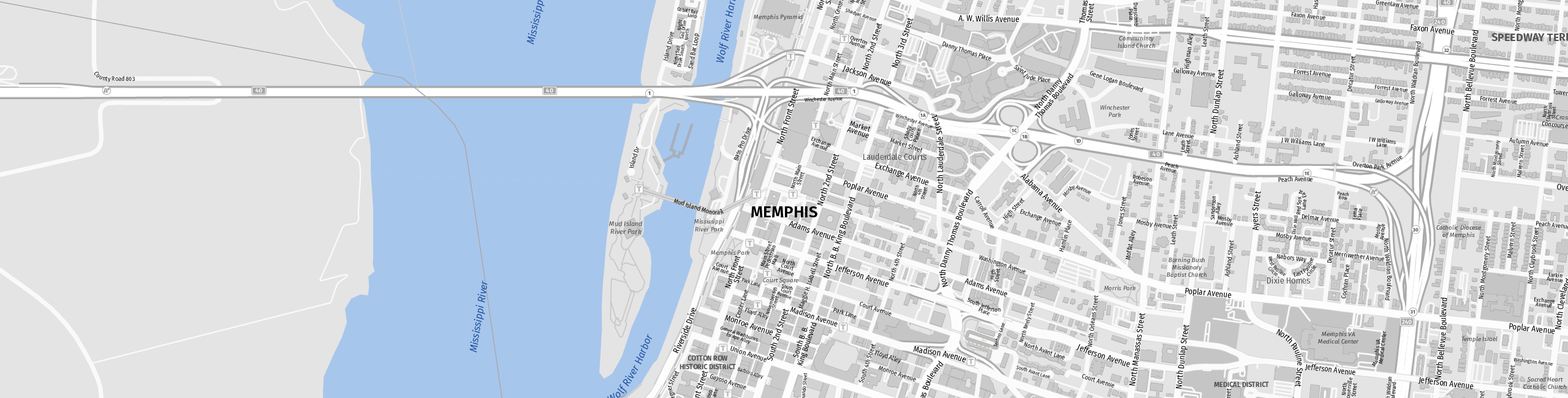 Stadtplan Memphis zum Downloaden.