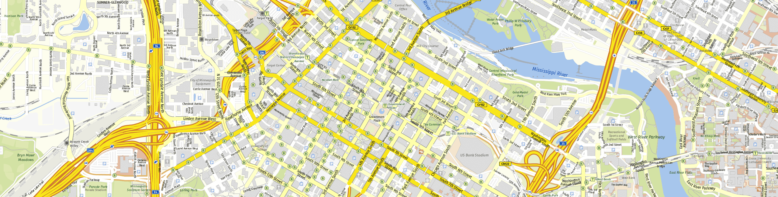Stadtplan Minneapolis zum Downloaden.