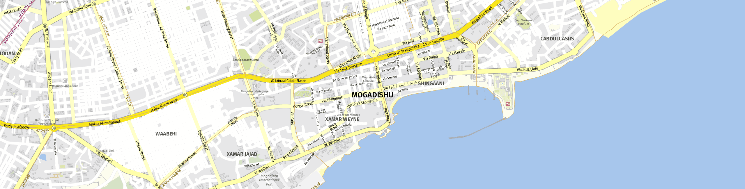 Stadtplan Mogadishu zum Downloaden.