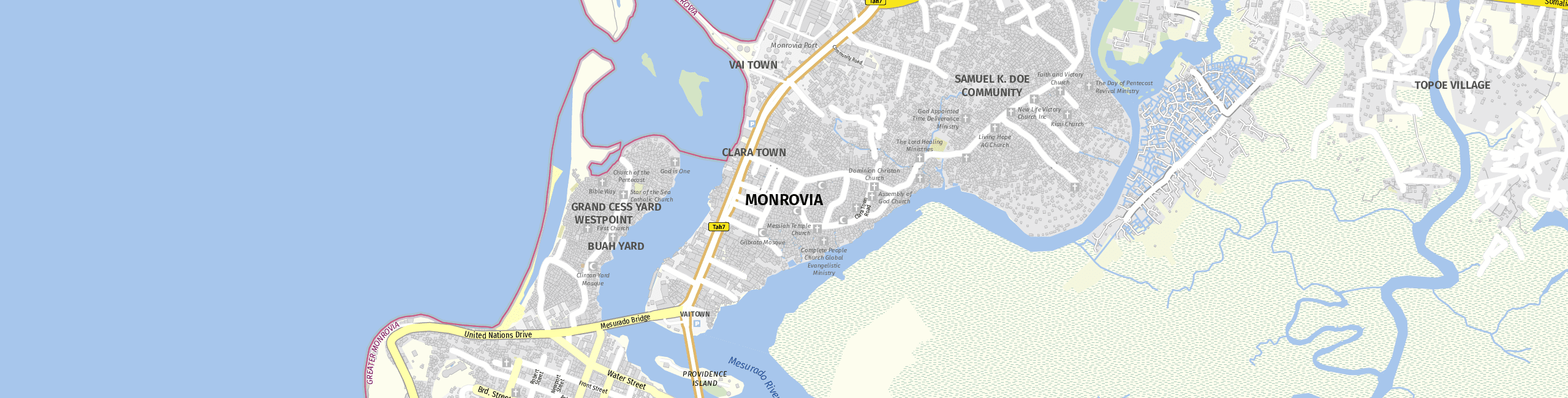 Stadtplan Monrovia zum Downloaden.