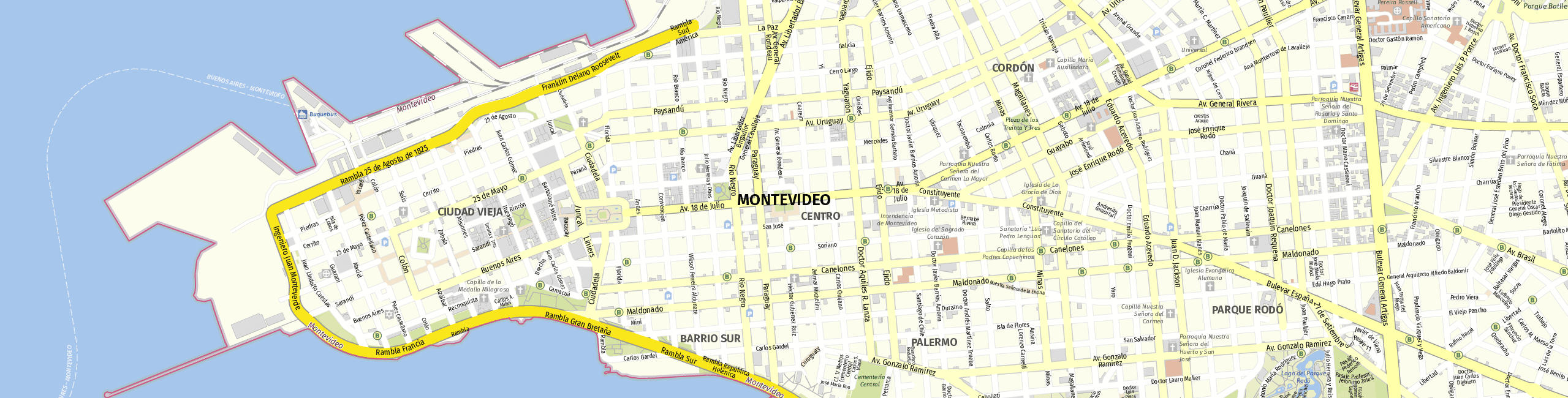 Stadtplan Montevideo zum Downloaden.