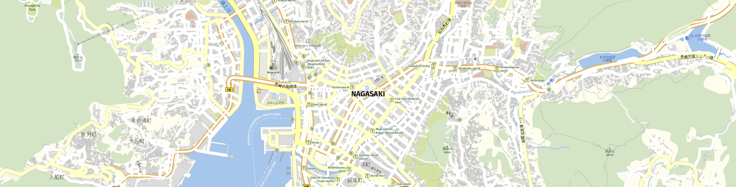 Stadtplan Nagasaki zum Downloaden.