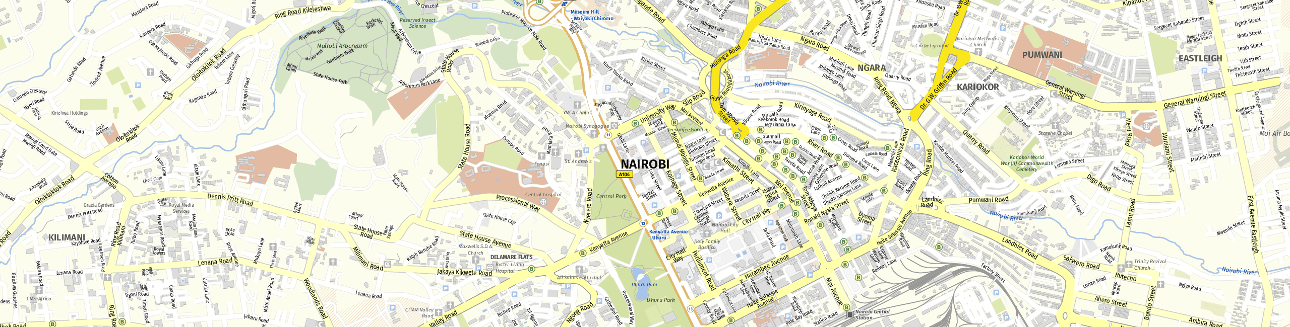 Stadtplan Nairobi zum Downloaden.