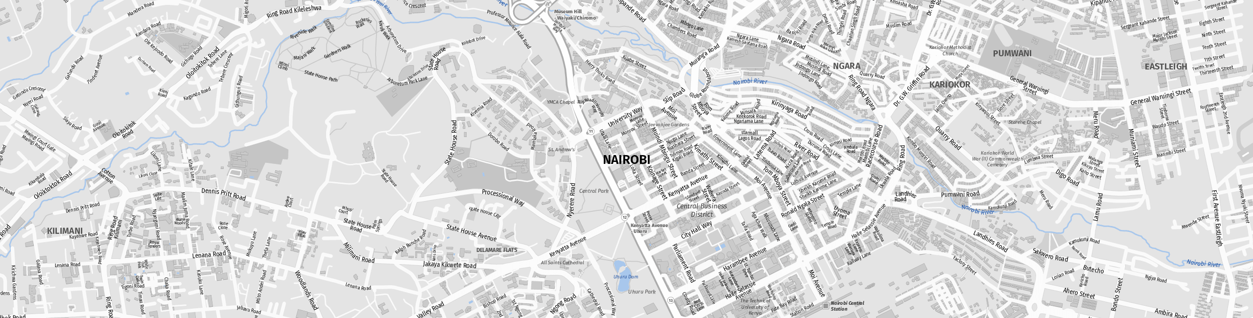 Stadtplan Nairobi zum Downloaden.