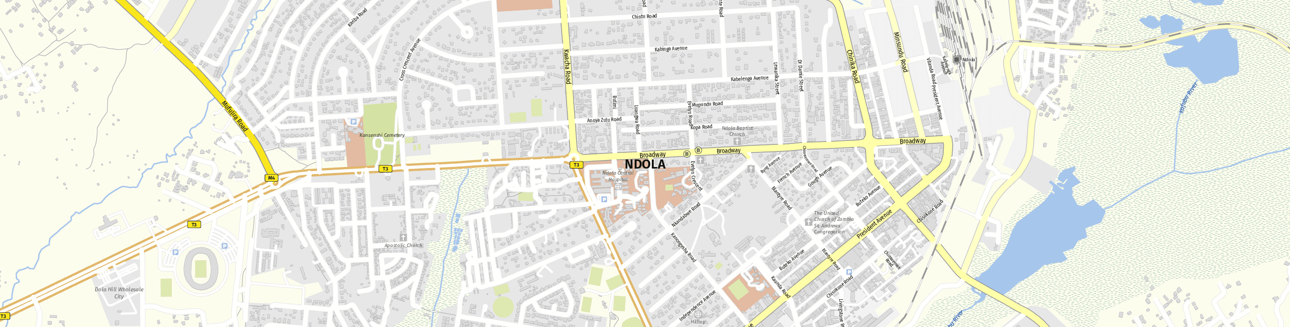 Stadtplan Ndola zum Downloaden.