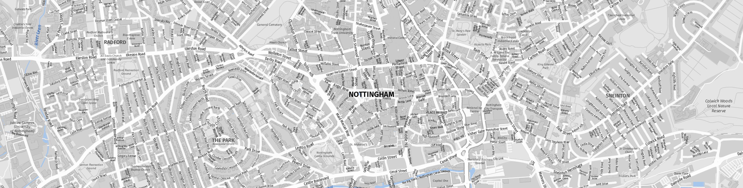 Stadtplan Nottingham zum Downloaden.
