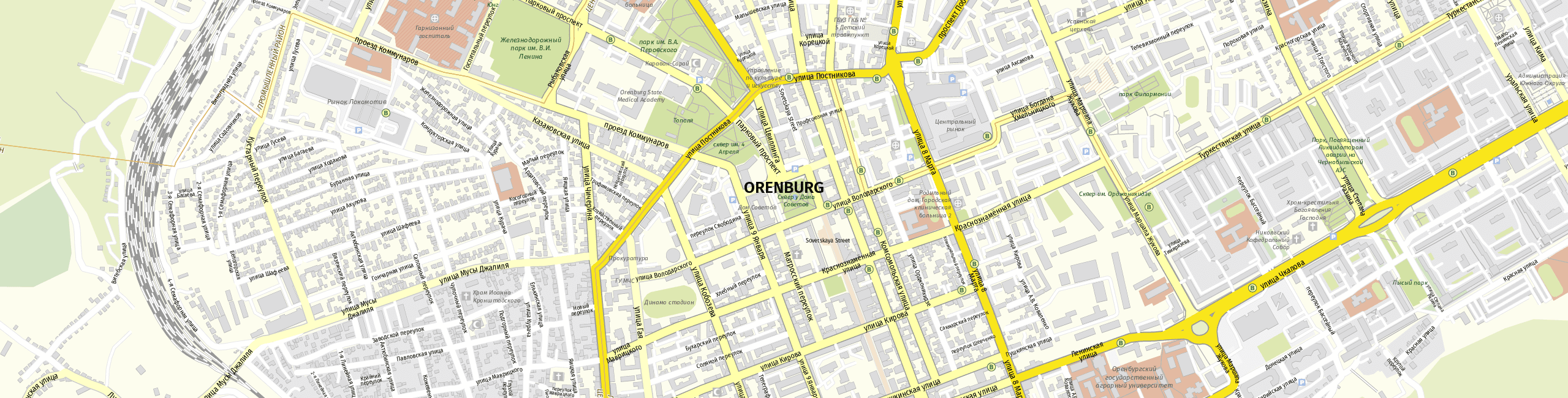 Stadtplan Orenburg zum Downloaden.