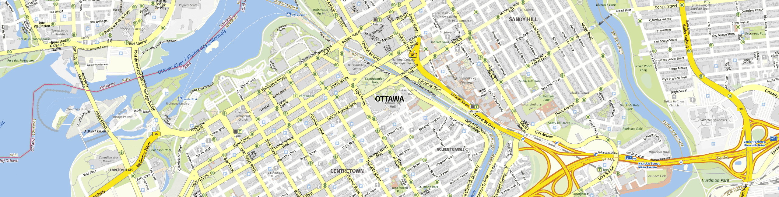 Stadtplan Ottawa zum Downloaden.