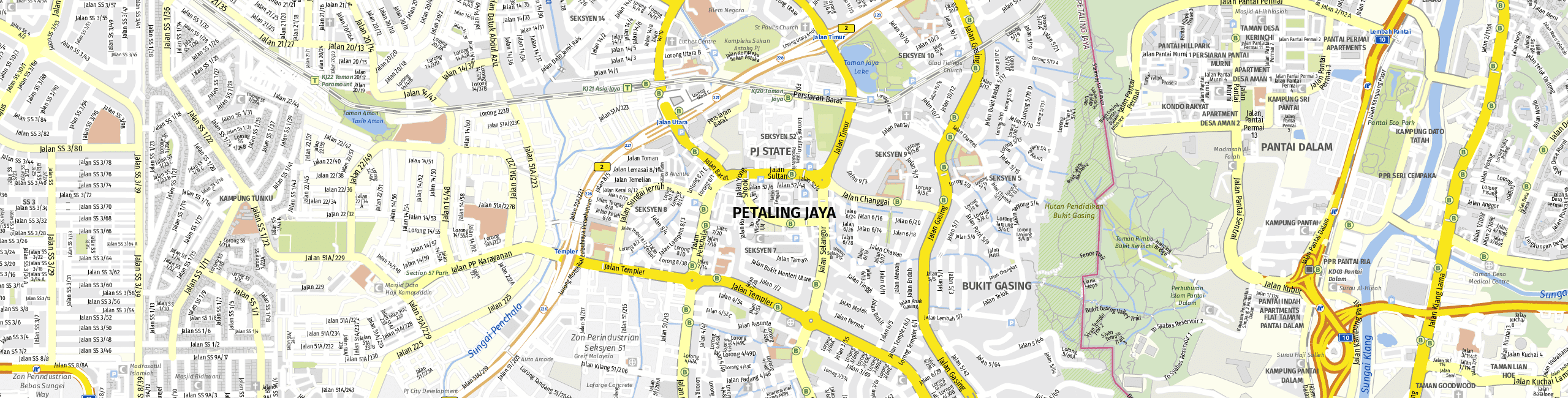 Stadtplan Petaling Jaya zum Downloaden.