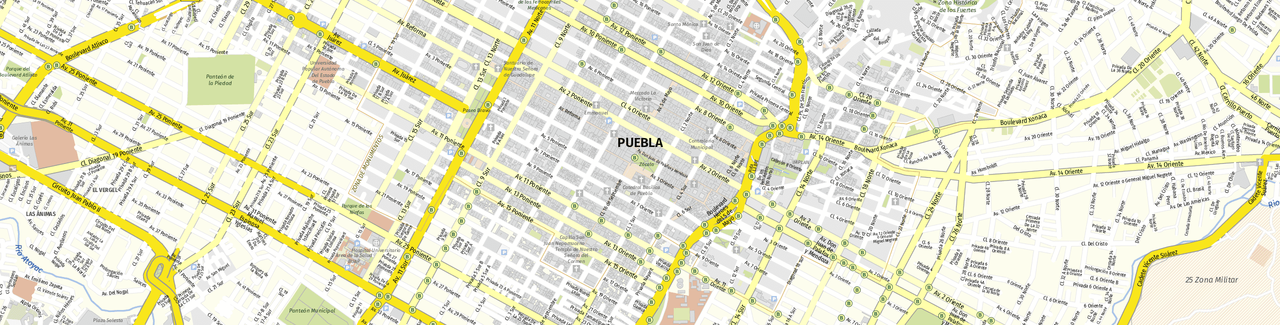Stadtplan Puebla de Zaragoza zum Downloaden.