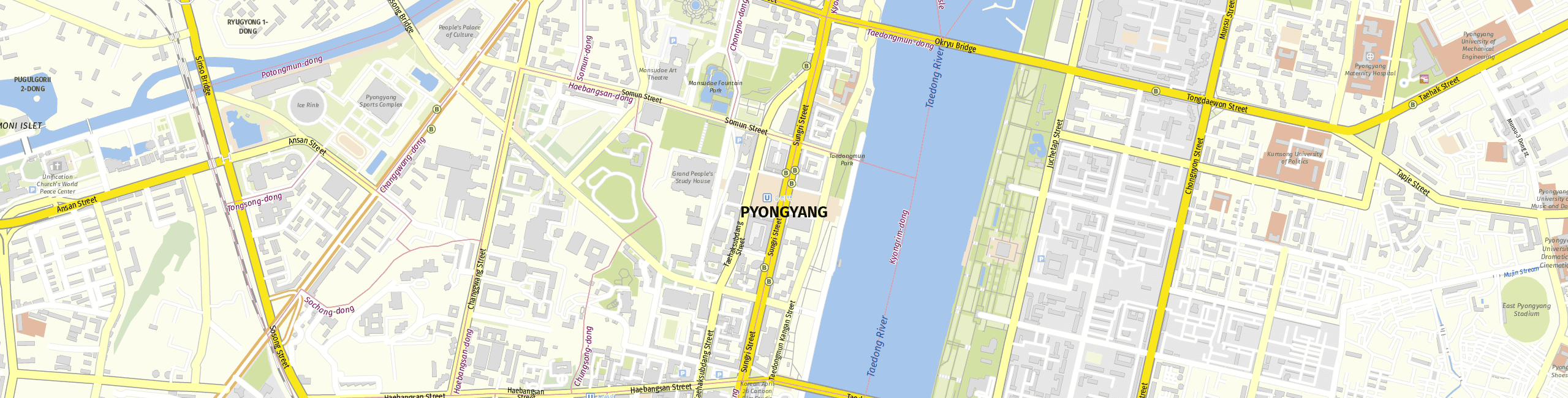 Stadtplan Pyongyang zum Downloaden.