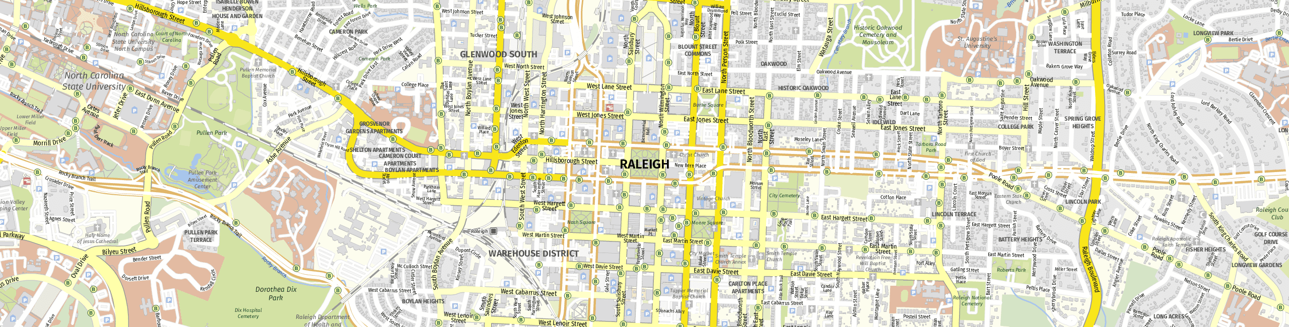 Stadtplan Raleigh zum Downloaden.