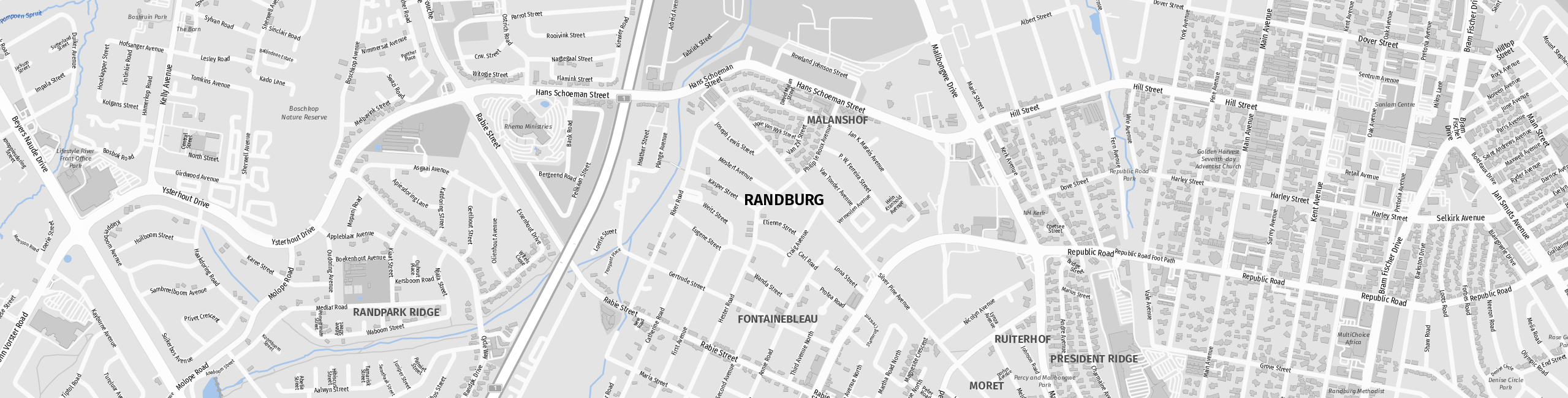 Stadtplan Randburg zum Downloaden.