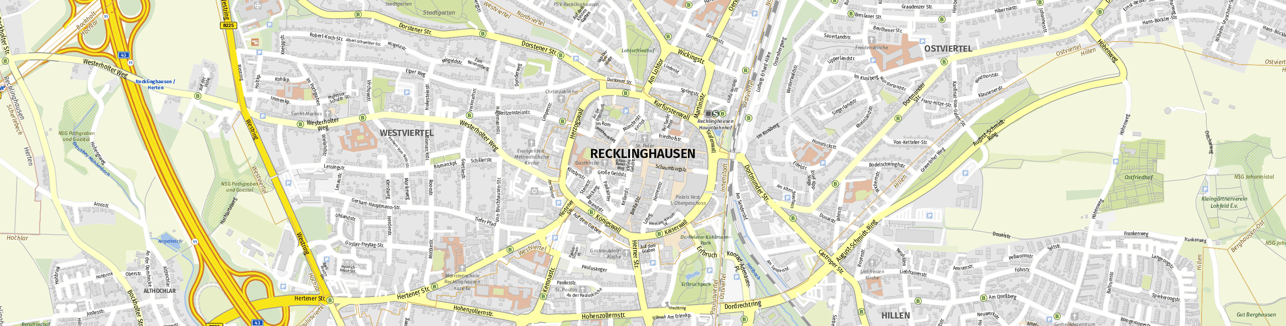 Stadtplan Recklinghausen zum Downloaden.
