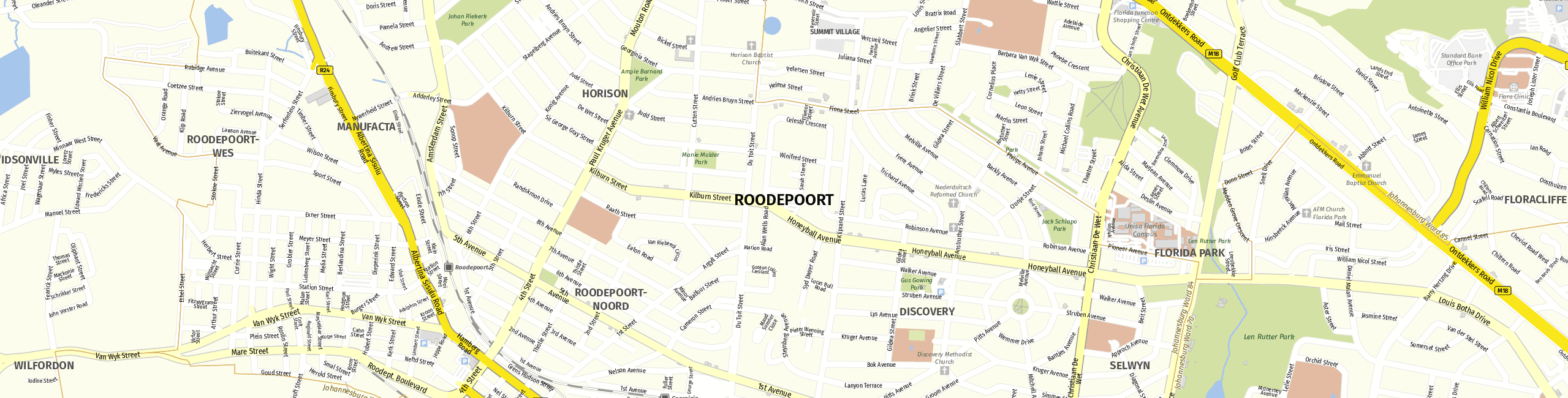 Stadtplan Roodepoort zum Downloaden.