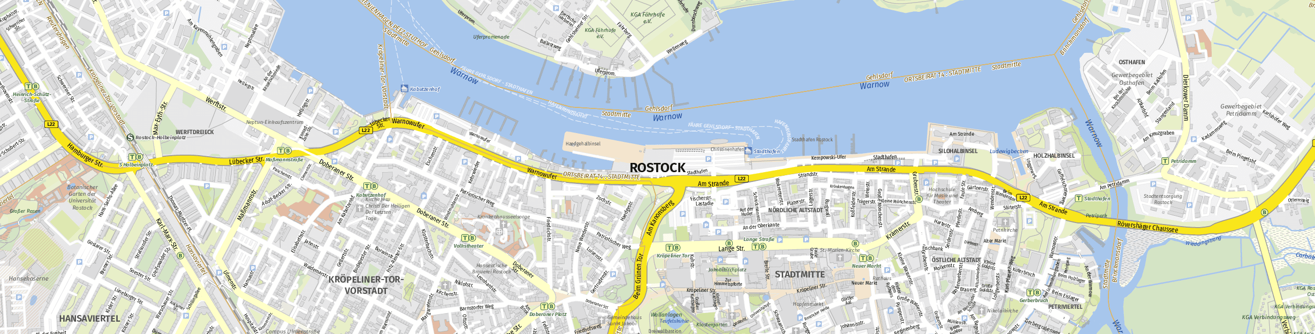 Stadtplan Rostock zum Downloaden.