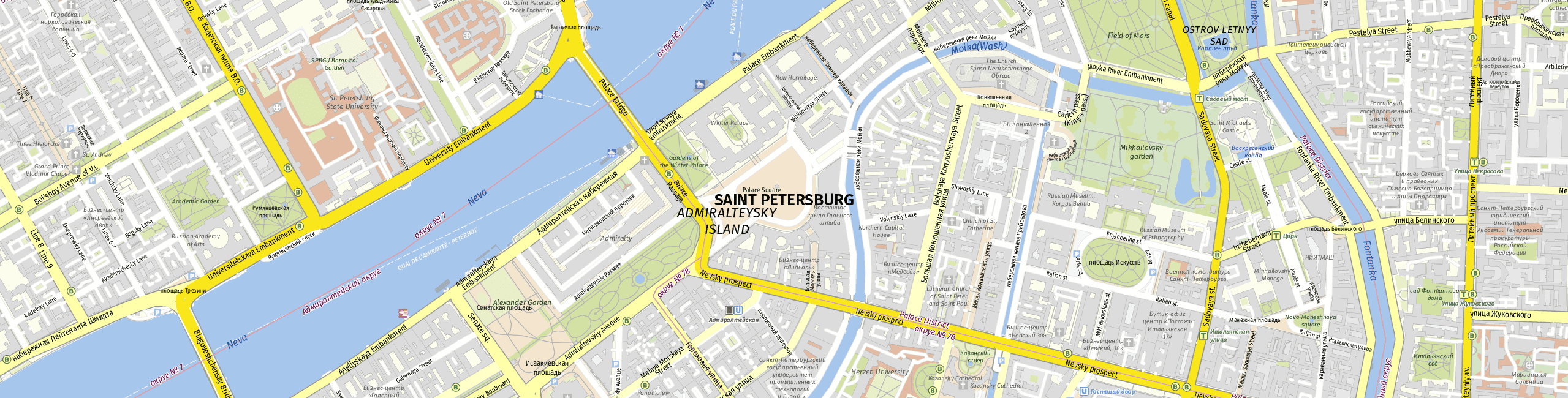 Stadtplan Sankt Petersburg zum Downloaden.