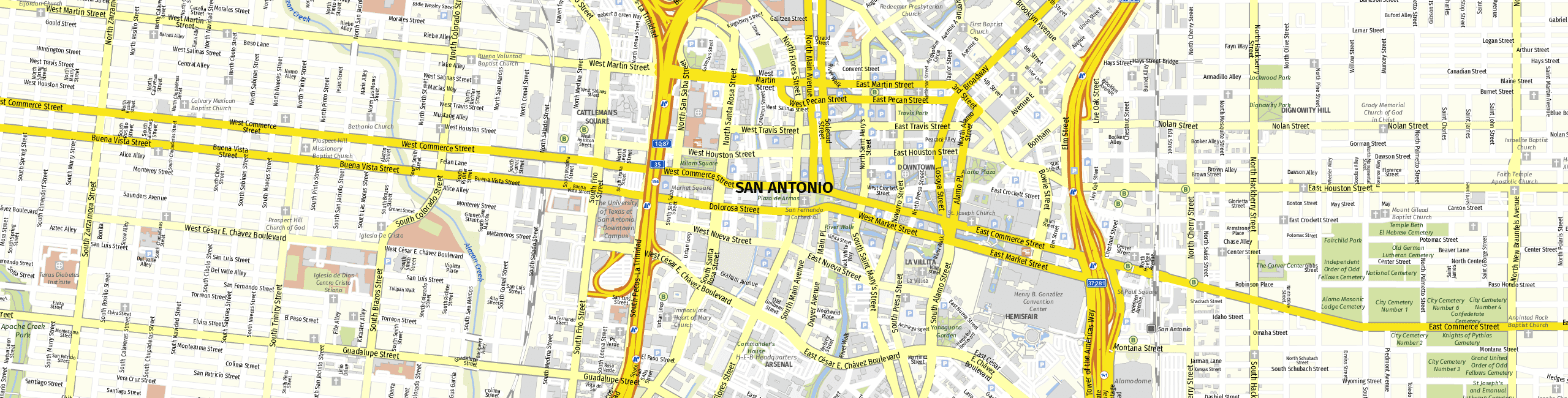 Stadtplan San Antonio zum Downloaden.
