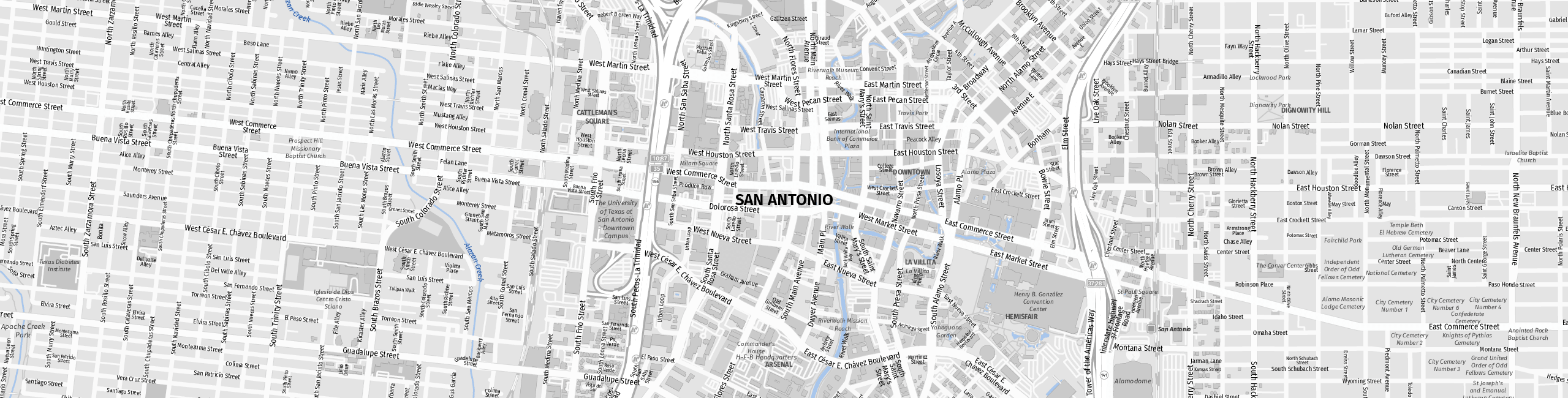 Stadtplan San Antonio zum Downloaden.