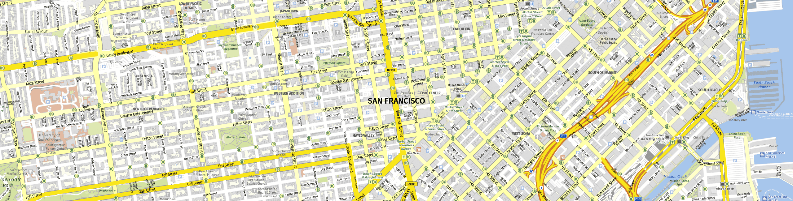 Stadtplan San Francisco zum Downloaden.