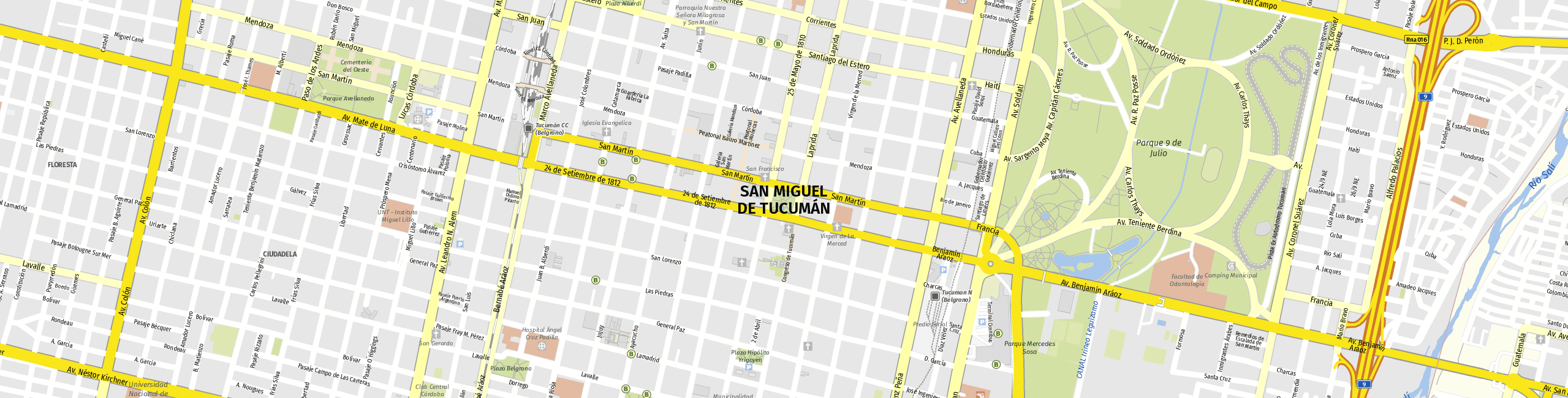 Stadtplan San Miguel de Tucumán zum Downloaden.