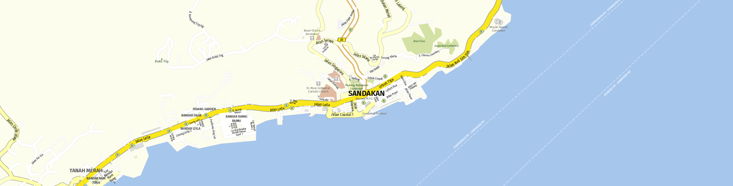 Stadtplan Sandakan zum Downloaden.