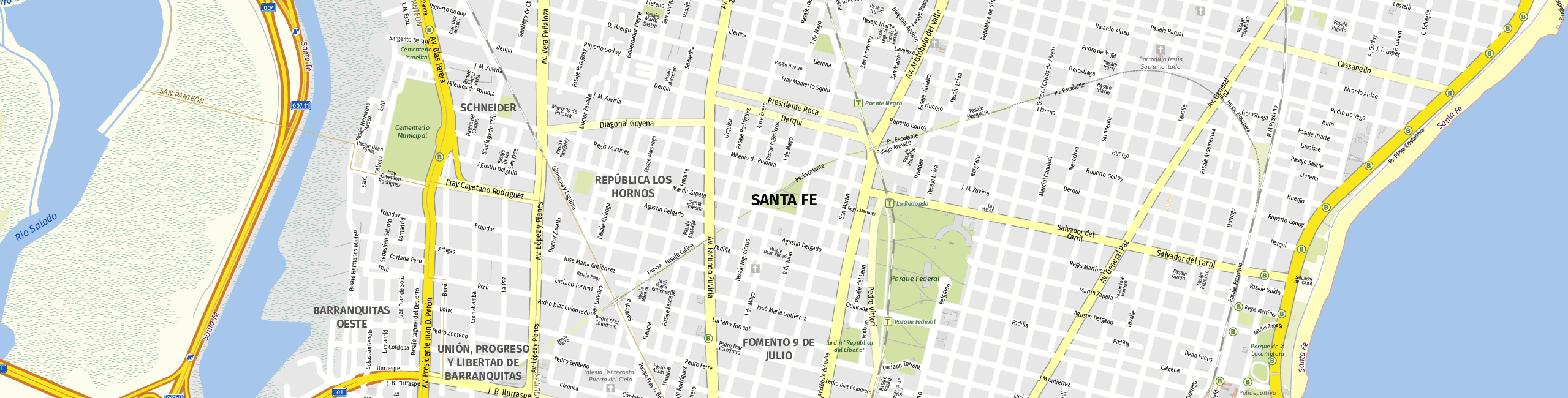 Stadtplan Santa Fe zum Downloaden.